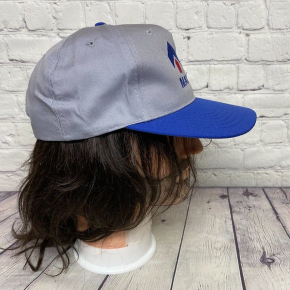 Vintage Hat Cap Snapback Gray Blue MATCO Embroidered 90s Adjustable Poly Cotton - Picture 4 of 8